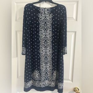 Chaps Women’s Dress Dark Navy Blue Paisley sheath style